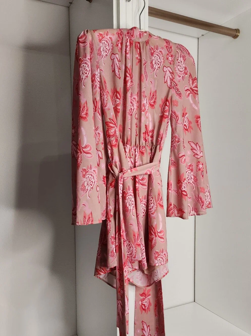 Floral Pink Belted Romper